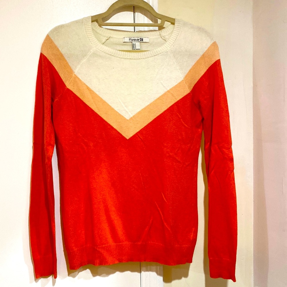 Forever21 Peach, Melon, and White Sweater